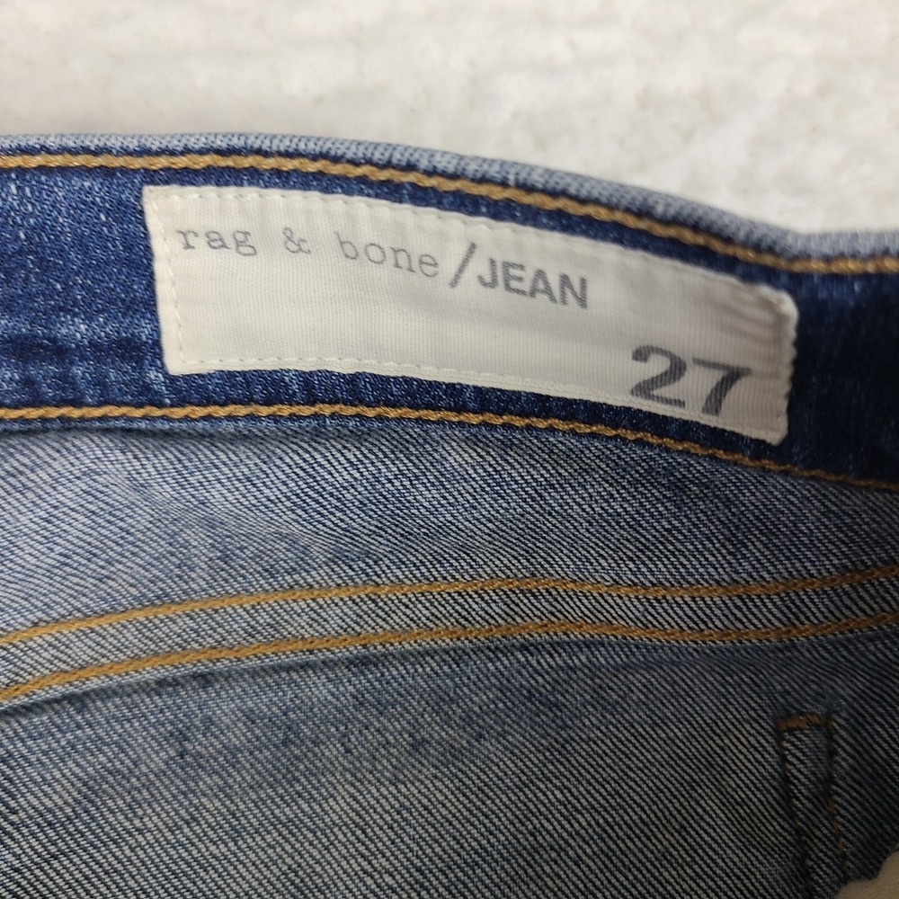Rag Bone Jeans Womens 27 Skinny Distress‎ Little Five Medium Wash Blue - Picture 8 of 14